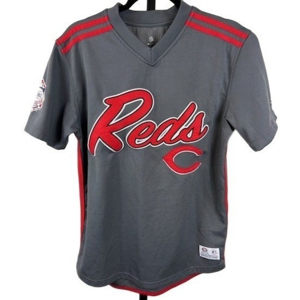 Cincinnati Reds Men's Size Medium Gray Red National Baseball Jersey Shirt Top